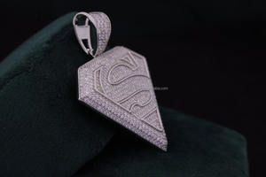 Iced Superman Moissanite <b>Pendant</b> 925 Sterling Silver Gold Plated Hip Hop Custom <b>Name</b> Personalized Men's Party <b>Necklace</b> - Product Image 4