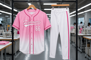 Conjunto de uniforme de béisbol rosa con pantalones blancos y camiseta con el número 66 y el nombre del equipo para adultos, ropa deportiva unisex de poliéster transpirable - Product Image 5