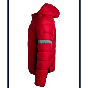 Veste d'hiver longue à capuche pour homme, avec logo personnalisé sur le devant, matelassée, coupe-vent, 100% polyester, coupe moderne, marque privée - Product Image 2