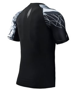 Men's <b>Black</b> Short Sleeve Rash Guard <b>Compression</b> <b>Shirt</b> Print BJJ Rash Guard OEM Men Sublimated Sleeve MMA <b>Compression</b> <b>Shirt</b> - Product Image 4