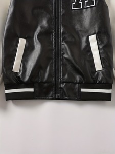 Chaqueta universitaria de cuero de diseño personalizado de alta calidad con bordado de la letra A, nueva chaqueta elegante para hombre de color sólido. - Product Image 5