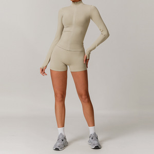 Women's 3 Piece <b>Yoga</b> Set Seamless High Waist Workout Shorts Long Sleeve <b>Jacket</b> High Impact Sports Bra for <b>Yoga</b> Pilates - Product Image 5
