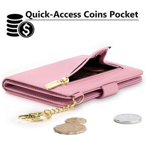 Women's RFID Blocking Leather Wallet Small Zipper Coin <b>Purse</b> with ID Window and Credit Card Holder Keychain Included - Product Image 3