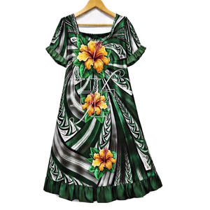 Vestidos Puletasi Samoa con Diseños Personalizados, Ropa Tapa Polinesia, Vestido Aloha, Vestidos Casuales para Fiestas Tribales - Product Image 2