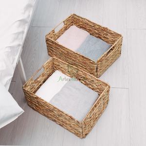 Rectangular <b>Collapsible</b> Water Hyacinth Basket/Home Shelf Organizer & Units Made in Viet Nam - Product Image 5