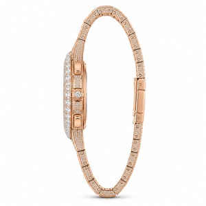 Reloj de lujo unisex en oro rosa con diamantes, esfera analógica, cristal de zafiro, movimiento de cuarzo de 44 mm, brazalete con cierre plegable. - Product Image 5