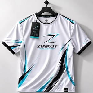 Camiseta Deportiva Personalizada para Hombre, Diseño Nuevo de la Industria ZIAKOT, en Blanco, Negro y Verde Azulado - Product Image 1