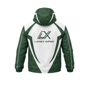 Custom Green White Hooded Windbreaker <b>Jacket</b> <b>Men</b> Lightweight Waterproof Outdoor Sports Running Training <b>Jacket</b> OEM Manufacturer - Product Image 2