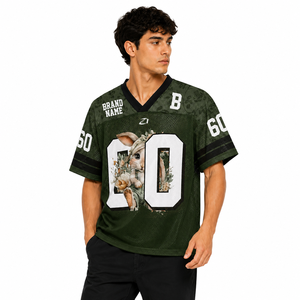 Camiseta Deportiva Oversize de Fútbol Americano con Diseño Floral-Vintage Personalizado de Conejo, Estilo Urbano, OEM, Sublimada, para Equipos - Fabricante - Product Image 5