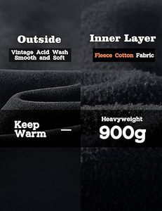 เสื้อฮู้ดผ้าฝ้ายฟลีซแบบสวมหัว ลุคดิสเทรส ซักล้างพิเศษ สำหรับฤดูหนาว สวมใส่สบาย คุณภาพสูง เนื้อผ้านุ่ม สำหรับผู้ชาย - Product Image 4