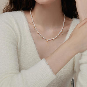 สร้อยคอมุกน้ำจืดฝังไมโครเมทีโอเรียแบบฝรั่งเศสสุดหรู ดีไซน์ทรงกลมอเนกประสงค์ ฝังไมโครเมทีโอเรีย ให้ความรู้สึกหรูหรา - Product Image 2