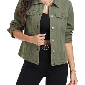 High Quality Women's Cropped <b>Denim</b> <b>Jacket</b> Long Sleeve <b>Lightweight</b> Buttons Chest Pockets Winter Eco-Friendly Windproof Wholesale - Product Image 6