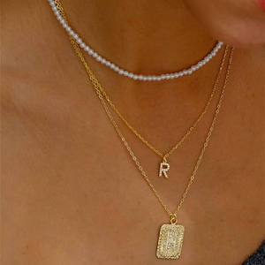 Collier élégant à la mode, collier en perles françaises, collier à double rangée, chaîne en métal, accessoire de mode haut de gamme - Product Image 1