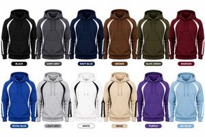 Men's Hooded Fleece Sweatshirt <b>Raglan</b> Sleeve Solid Color Breathable Quick Dry Casual Winter Wear Pocket Loose Fit 100% Cotton - Product Image 6