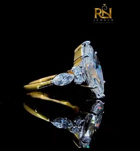 Bague de fiançailles unisexe en or 9K/14K/18K avec diamant de laboratoire taille marquise 2 carats couleur DEF, motif floral en grappe, OEM ODM Vente en gros B2B - Product Image 6