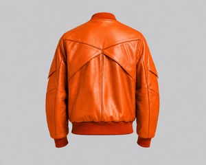 Veste décontractée pour homme en cuir véritable, coupe ajustée, logo sur le devant, couleur unie, avec poches, pour l'automne - Product Image 4