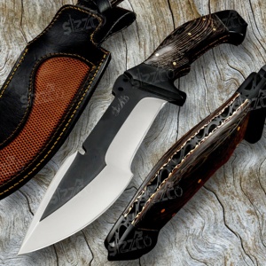 Couteau de survie Bowie de style Rambo en acier D2 fait main de 12 pouces, couteau à lame fixe pour la chasse et le camping avec étui en cuir, meilleur cadeau - Product Image 1