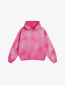 2026 Sweat à capuche épais oversize en polaire chaude, délavé dégradé, teint par pulvérisation, déchiré, tendance hiver, streetwear - Product Image 3
