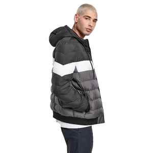 Doudoune matelassée pour homme, haute qualité, à blocs de couleur contrastés, style automne, avec capuche montante, personnalisable, chaude, épaisse, respirante, coupe-vent, pour l'extérieur - Product Image 3