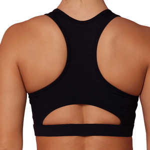 Sujetador deportivo acolchado transpirable para mujer con diseño de logo personalizado, soporte medio, espalda cruzada, 100% nailon, tipo top de yoga - Product Image 2