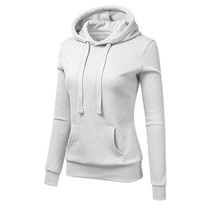 Sweat-shirt à capuche unisexe gris clair, coupe classique, couleur unie, en coton tricoté, décontracté, avec poche avant, pour l'automne - Product Image 2