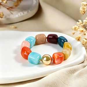 Womens Colorful Acrylic & <b>Resin</b> Bead Beach Vacation Heart-Shape Statement Bracelet <b>Resin</b> <b>Crafts</b> - Product Image 2