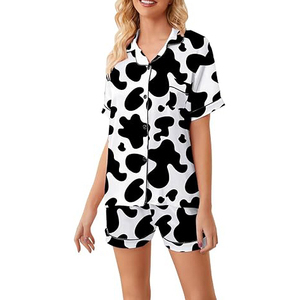 Ensemble de pyjama décontracté d'été en jersey uni à manches courtes et taille élastique pour femme, avec col Peter Pan et short - Product Image 5