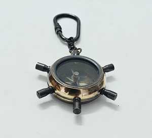 Brass Luxury Nautical Vintage Rectangle Shipwheel <b>Compass</b> Key <b>Chain</b> Showpiece Decorative Mini Ornament Home Office Collectible - Product Image 5