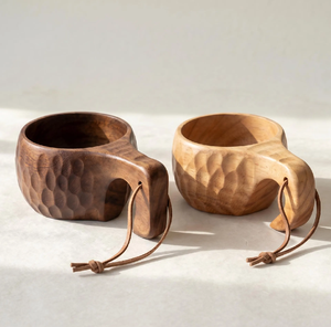 Tasse à café en bois naturel faite à la main avec poignée unique, compatible lave-vaisselle, vaisselle de luxe moderne, réutilisable, pour la cuisine - Product Image 1