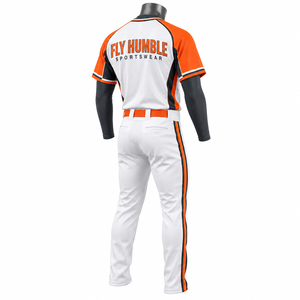 Maillot de baseball Fly Humble Sportswear pour homme, blanc et bleu, manches courtes, broderie du nom de l'équipe, coupe classique, vêtements pour toutes les saisons - Product Image 2