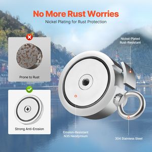 Kit per Pesca Magnetica con Magneti Potenti da 1700 LBS/771 Kg, Forza di Trazione Bilaterale, Magneti al Neodimio per Pesca con Magneti di Sollevamento in Terre Rare - Product Image 4