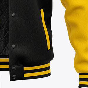 Veste universitaire pour homme SHAGAF, noir et jaune, avec inscription YI brodée, style preppy, col rabattu, coupe classique, pour l'automne - Product Image 2
