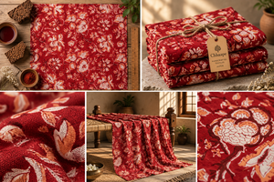 Red Hand Block Eco-Friendly Cotton <b>Fabric</b> Traditional Indian <b>Textile</b> Bags Purses Sewing Apparel <b>Home</b> Decor Boys Girls - Product Image 1