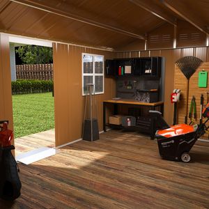 Capanno in Metallo Resistente 12x8 FT per Esterni, Impermeabile, con Finestre, Porta Lucchettabile e Ventilazione - Product Image 5
