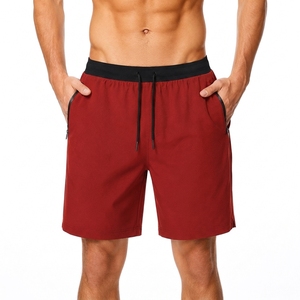 Men s Red Quick Dry <b>Shorts</b> <b>With</b> Drawstring Waist And Side Pockets Casual Wear <b>With</b> <b>zip</b> - Product Image 1