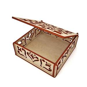 Caja de Almacenamiento de Joyas Octogonal de Madera Cortada con Láser, Organizador Decorativo Hueco con Diseño Floral, Caja de Regalo de Madera Contrachapada con Tapa para Decoración del Hogar - Product Image 2