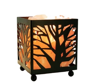 โคมไฟเกลือหิมาลัยดีไซน์รูปต้นไม้โลหะพร้อมเกลือแกะสลักสไตล์ดอกไม้งานฝีมือเทคนิคการตกแต่งด้วยเกลือ - Product Image 1