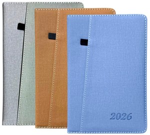 2026 Diary A5 <b>Day</b> to Page Full Year <b>Planner</b> Desk Luxury Stitched Fabric Cover - Product Image 1