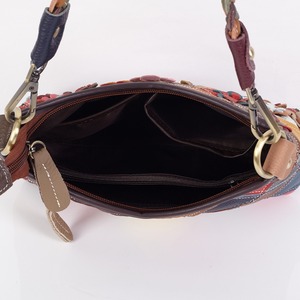 Ando Bag Genuine Cowhide Leather Shoulder Bag Women Floral Patchwork <b>Small</b> <b>Handbag</b> with Braided Strap - Product Image 5
