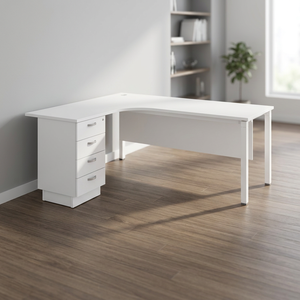 Système de bureau AY, grande table de conférence extensible en forme de L avec pieds en métal 4D, table de conférence commerciale moderne en mélamine laminée - Product Image 2