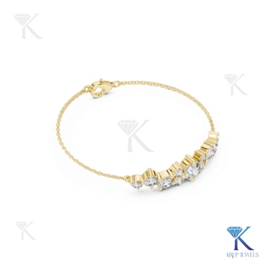 Elegant Diamond Cluster Chain Bracelet 14K <b>Solid</b> <b>Gold</b> Fine Unisex Luxury Jewelry Party Gift - Product Image 5