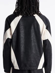 เสื้อแจ็คเก็ตหนังเทียมลายทางแบบมีแผงลายเมซ - Product Image 2
