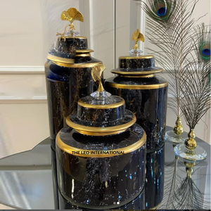 Nouveauté : Jarre à gingembre Art Déco en métal et porcelaine de taille moyenne, qualité supérieure, meilleur prix, décoration pour mariage et fête - Product Image 1
