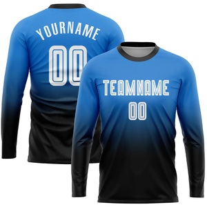 Maillot de football personnalisé à manches longues bleu dégradé, nom de l'équipe, nom personnalisé, polyester respirant, vêtements unisexes pour adultes - Product Image 1