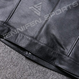 Nouveau Gilet de Moto en Cuir Véritable pour Sports de Plein Air, Veste Sans Manches Multi-Poches pour Hommes, Gilet en Cuir de Vachette - Product Image 4