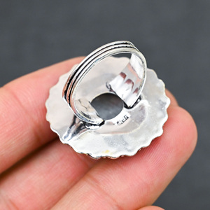 Anillo de Plata de Ley 925 con Piedra de Luna Arcoíris Creada en Laboratorio, Hermoso Anillo de Pera con Turquesa Hecho a Mano, Joyería de Boda de Gema - Product Image 3