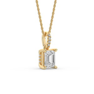 Luxeshine Women's 1.5Ct Lab Grown <b>Emerald</b> Diamond <b>Pendant</b> VS1 IGI Certified Brilliant 925 Sterling Silver Yellow Rose Engagement - Product Image 4