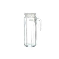 Carafe en verre transparent avec poignée et couvercle, idéale pour l'eau, le thé et les boissons rafraîchissantes