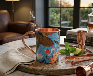 Taza de té/café de cobre puro de alta calidad con tapa a prueba de fugas Bird Land Paradise Design Aislamiento al vacío Construcción duradera - Product Image 2