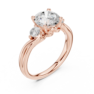 Anillo de Diamante Moissanite de Corte Redondo Premium con Piedras Laterales Redondas, Oro Rosa sobre Plata de Ley, Joyería de Tres Piedras - Product Image 4